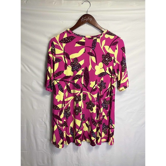 LOGO Lori Goldstein Women’s Floral Tropical Colorful Tunic Stretch Sz Medium - Picture 2 of 4